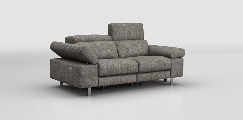 Alfonsine - 2 seater sofa with 2 electric recliners leg col. charcoal grey